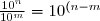 \frac{10^n}{10^m} = 10^{(n-m)}